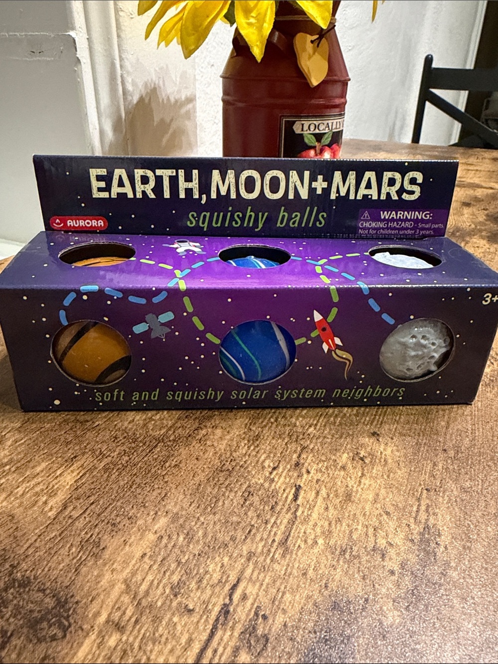 Aurora Earth, Moon + Mars Squishy Balls - Blue, Yellow, Gray